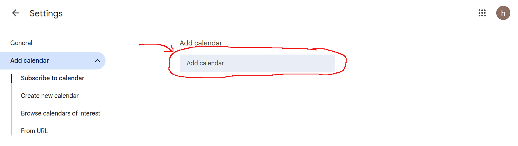 locate the add calendar box